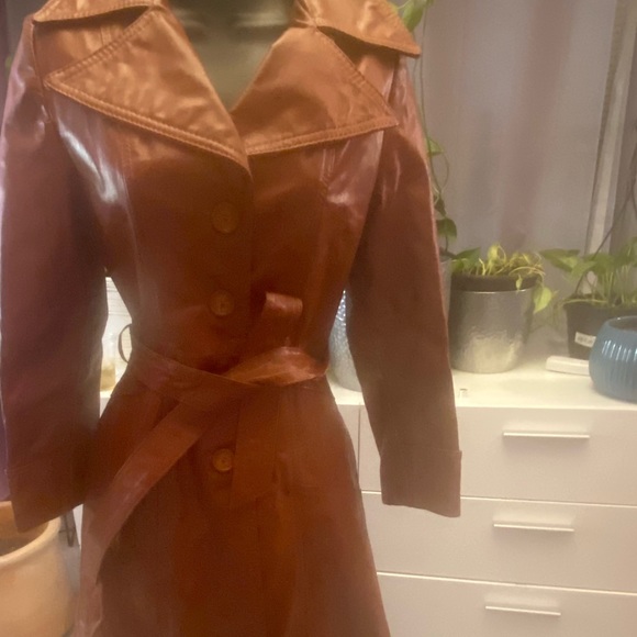 70s Vintage Prices of Oakland Genuine Leather Trench Coat - Picture 2 of 15